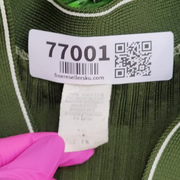 Vintage 80s MOD Cardigan Women Small 17x24 Army-Green Winter - Picture 7 of 10